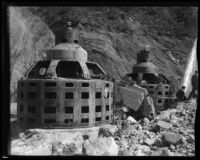 Hydroelectric generators at Power House no. 2, 1.5 miles downstream from the location of the failed Saint Francis Dam, San Francisquito Canyon (Calif.), 1928