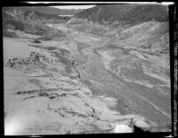 San Francisquito Canyon shortly after the failure of the Saint Francis Dam and cataclysmic flood, 1928