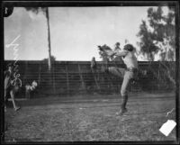 Tom Denny on a football field, circa 1925