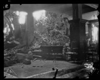 Interior of a building damaged by the Long Beach earthquake, Southern California, 1933
