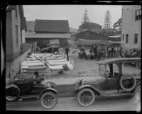 Outdoor relief area for victims of the Long Beach earthquake, Southern California, 1933