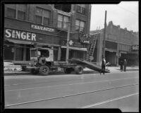 Apartment building damaged by the Long Beach earthquake, Southern California, 1933