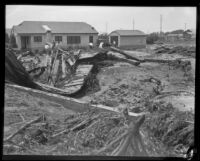 Flood damage on Cacique Street following the earthquake, Santa Barbara, 1925