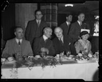 Postmaster-General Farley, Mayor Shaw, Senator McAdoo and others at Breakfast Club meeting, the Ambassador, Los Angeles, 1934