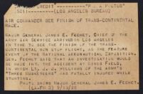 Press release describing image of Major General Fechet at the National Aeronautical Exposition, 1928