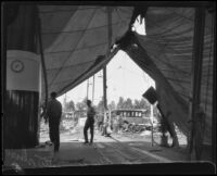 View from Huntington Park Automobile Show tent following fire, Huntington Park, 1925