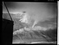 Aerial view of Malibu Mountains fire, Malibu, 1930