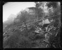 Cottage washed from its foundation in Laurel Canyon, Los Angeles, 1927