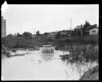 Rainstorm flooding in the area of Wilshire Boulevard and Mariposa Avenue, Los Angeles, 1927