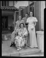 Misses Katherine S. Watkins, Katherine V. Moran and Maxine White, with Mrs. Louise Ward Watkins, Pasadena, 1935.