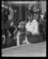 Roy Gaunt and his dog "Captain" at the mutt show, North Hollywood, 1935