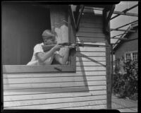 Alden Rhoades shoots at prowler, Los Angeles, 1935