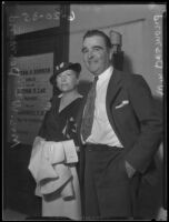 William Desmond and his wife Mary McIvor, who were in court after a drunk driving incident, Los Angeles, 1935