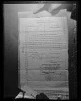 Affidavit of Joseph Stalin relinquishing his share of Leon Grant McBurney's inheritance, Los Angeles, 1935