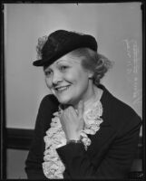 Vilma Aknay, Hungarian stage actress, during a trial against playwright Ernest Vajda  Los Angeles, 1936