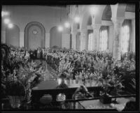 Spectators at City Council Chambers watching election of new council members, Los Angeles, 1935