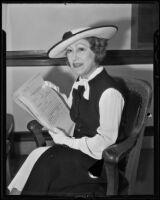 Blanche M. Sewell holding court judgment in Parker vs. Guttman case, Los Angeles County, 1935