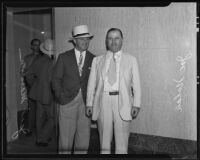 Jack Morrison and Joe Nolan at liquor hearing, Los Angeles, 1935