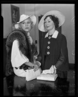 Marguerite Marra and Clearine Hazard testify in the trial of Vincent Barnett, Los Angeles, 1935