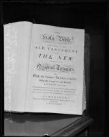 Baskerville Bible, featured at the Rare Book Exhibition at Los Angeles Public Library, Los Angeles, 1935