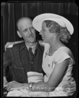 Mildred Von Moltke reunites with husband Carl Von Moltke at the county jail, Los Angeles, 1935