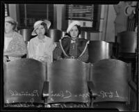 Mrs. Clarice Pennell and Mrs. Naoma Diedrich appear as witnesses in Scott-Richardson burglary trial, Los Angeles, 1935