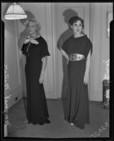 Margaret Miner and Dorothy Hast model gowns, Los Angeles, 1935