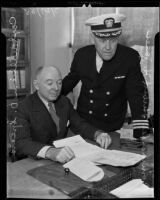 Captain William O. Spears (left) of the U. S. Navy and Commander Herbert H. Jones of the Naval Reserve, 1935