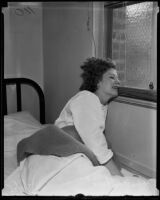 Helen Washburn leaning against a window, Los Angeles, 1935