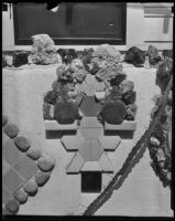 Artistic formation on Lorenzo D. Smith's garden wall, Los Angeles, 1935
