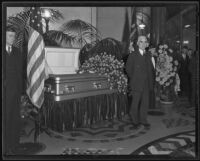 Joe Scott eulogizes William Mulholland at City Hall, Los Angeles, 1935