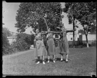Girl scout archers Mary Morisawa, June Hastings, and Mary Hastings, 1935
