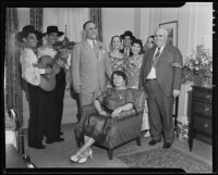 Governor Harry W. Nice of Maryland with his wife Edna and seven others, Los Angeles, 1935