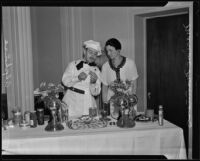 French chef Alphonse teaches Marian Manners new hors d’oeuvres recipes, Los Angeles, 1935