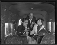 Leo J. Muir marries Russell J. Handy and Madeline Bloomquist on an airplane, Santa Ana, 1935