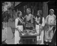Pauline Metkovich, Luke Obradovich, Stella Kusly, and an unknown woman at Croat Picnic, Los Angeles, 1935