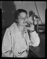 Mrs. Lucille Sisney during narcotic trial, Los Angeles, 1935