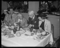 William May Garland dining at Casa Del Rey Moro, Los Angeles, 1935