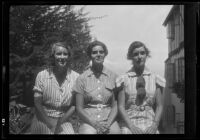 Elizabeth Ann Campbell, Jean, and Catherine posing for photograph, Los Angeles, 1935