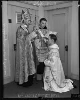 Rev Albert Dunslan Bell being honored by Archbishop William Henry Francis and Brother Victor, Los Angeles, 1935