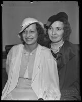 Maryann Chaple at her divorce proceeding with witness Mrs. Mazie Pryor, Los Angeles, 1935