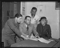 Maurice Kusell, Blayney Matthews, Jayne Manners and Milton Golden During the case of the disappearance of Justice Crater, Los Angeles,  1925