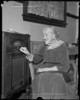 Nonagenarian Julia M. Ely with her radio, Los Angeles, 1935