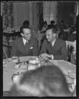 Harold Lloyd accompanies Edsel Ford to share a meal, Los Angeles, 1935