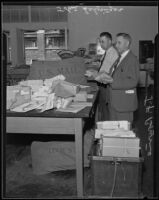 John Salinger and J. F. Bourne at the post office, Los Angeles, 1935