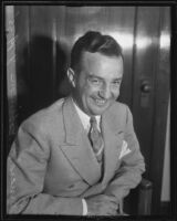 Investment broker Bernard B. Robinson returns from Washington, Chicago, 1935