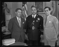 Congressman Benjamin Hill, Jr., Police Chief James E. Davis, and Mexican Consul Ricardo G. Hill, Los Angeles, 1935