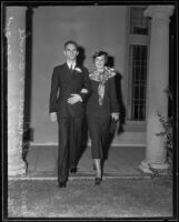 James Arnold Reeves and Helen Forbes Reeves on their wedding day, Pasadena, 1935