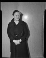 Katherine Schneider testifies at the trial of Busby Berkeley, Los Angeles, 1935
