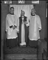 Rev. Randolph Crump Miller, Bishop Robert Burton Gooden, and Rector Ray Oakley Miller, St. James' Episcopal Church, Los Angeles, 1935